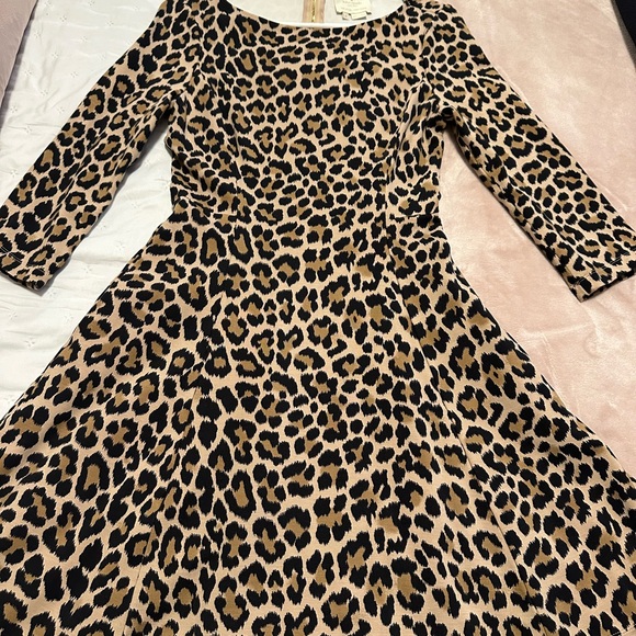 Kate Spade Brown Fit and Flare Dress 3/4 Sleeve Crew Neck - Picture 6 of 6